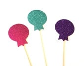 Photo Booth Props - Set of 3 GLITTER Lollipops - Hot Pink, Teal, and Purple - GLITTER Photobooth Props