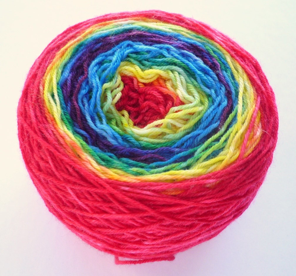 Gradient Sock Yarn - Superwash Merino / Nylon 4-ply Fingering Weight in Rainbow Colorway