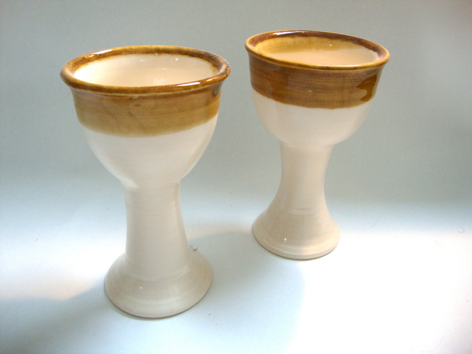 Pair of Sandy Brown Wine Goblets in stock ready to ship
