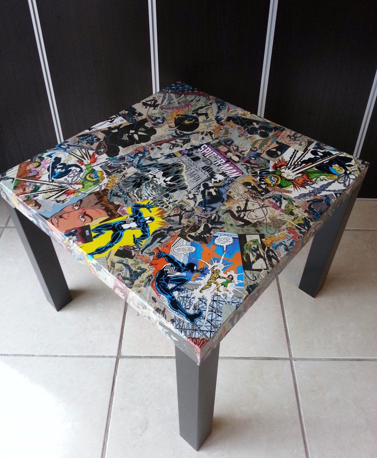 Spiderman-Black Costume Comic Collage Table FREE SHIPPING USA