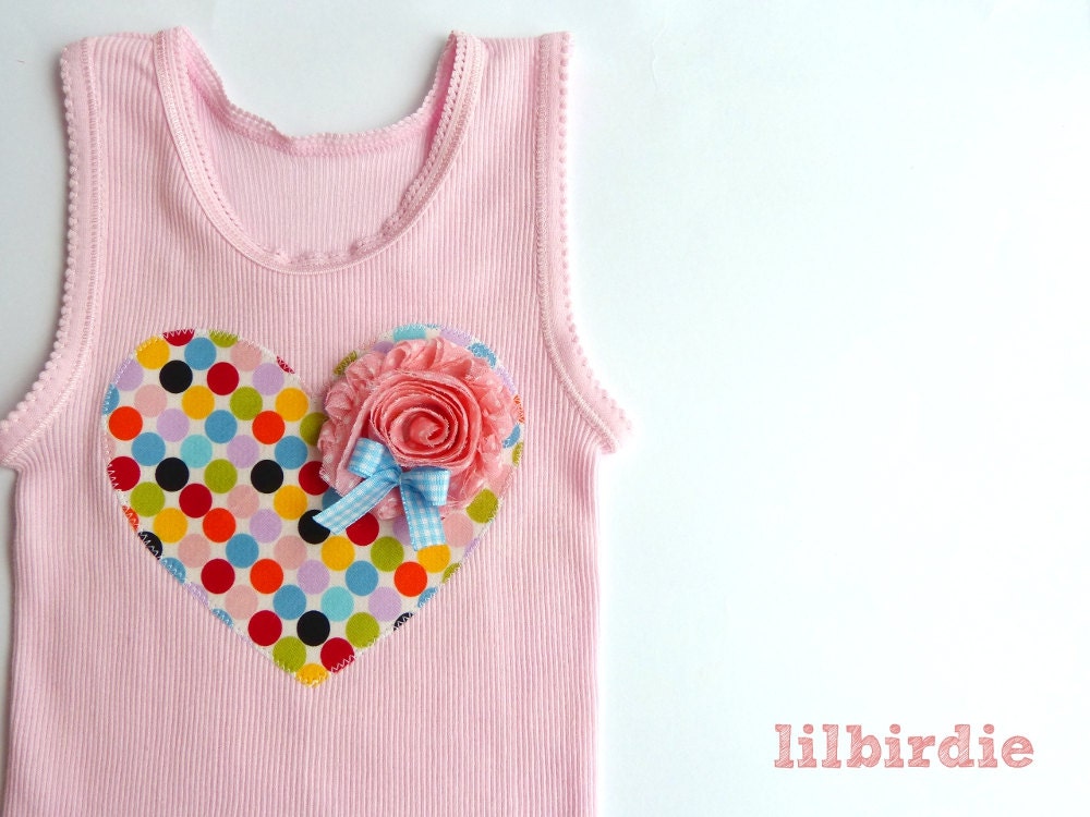 Pretty Polka Dot Heart Baby Singlet Baby Tank Sizes 000 - 2
