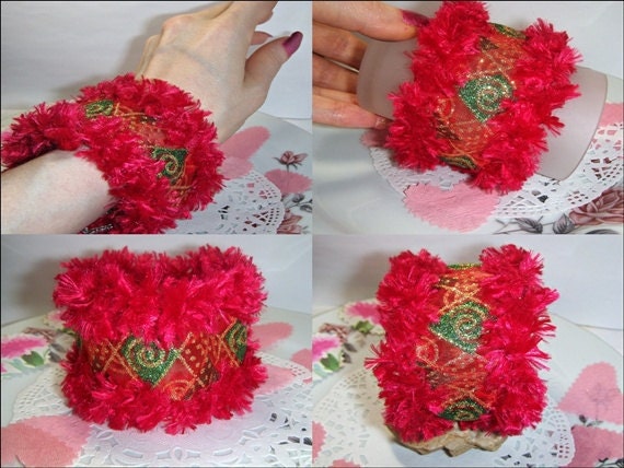A Sparkly, Fluffy, funky and fabulous - Flexible Bracelet, Valentines, Birthdays, Christmas