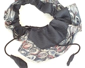 Unique Blue Grey Pink Women Neckwear, Textile necklace, Trendy collar Upcycled from Vintage Neckties