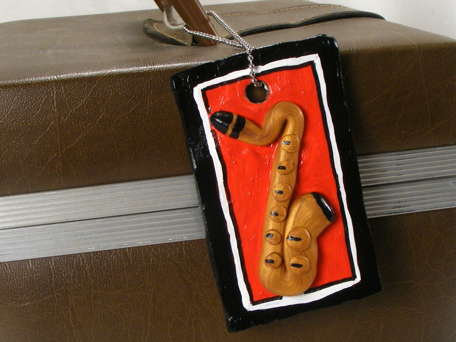Saxaphone 3D Bag or Luggage Tag Musical Instrument ID Tag