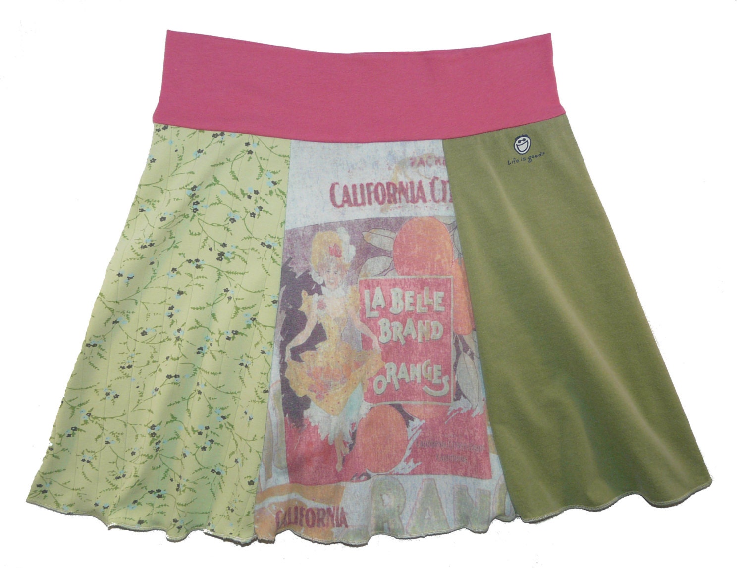 La Belle Boho Chic Hippie Skirt  Women's Large XL 1X upcycled t-shirt clothing from Twinkle
