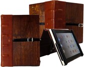 Pristine English Walnut iPad Tome Case - wood and leather iPad case