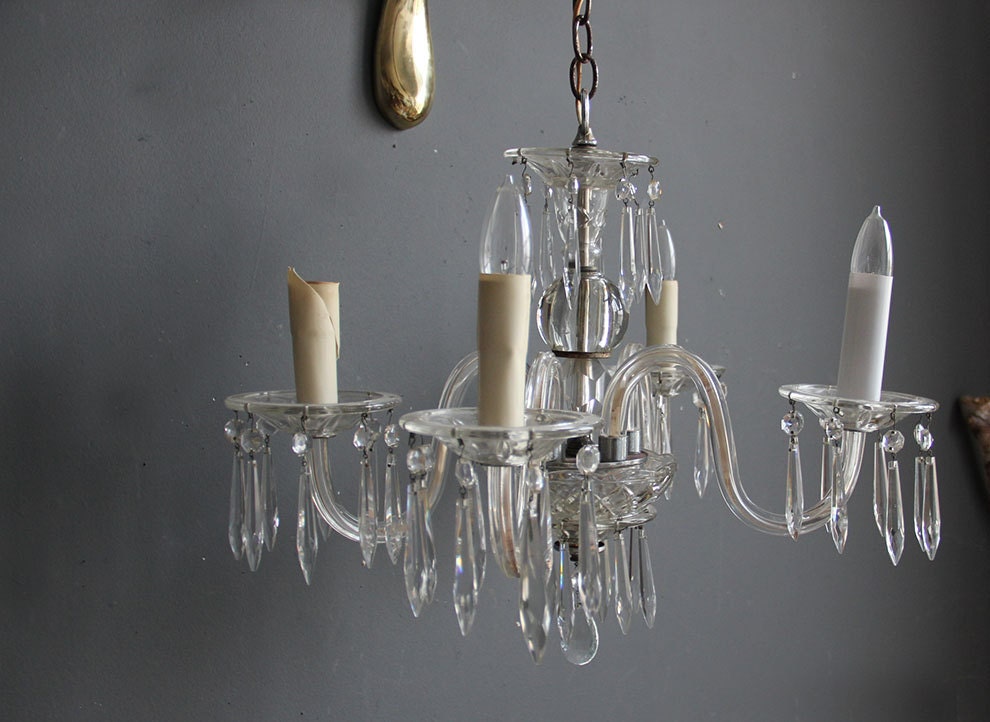 Vintage Venetian Glass Crystal Chandelier