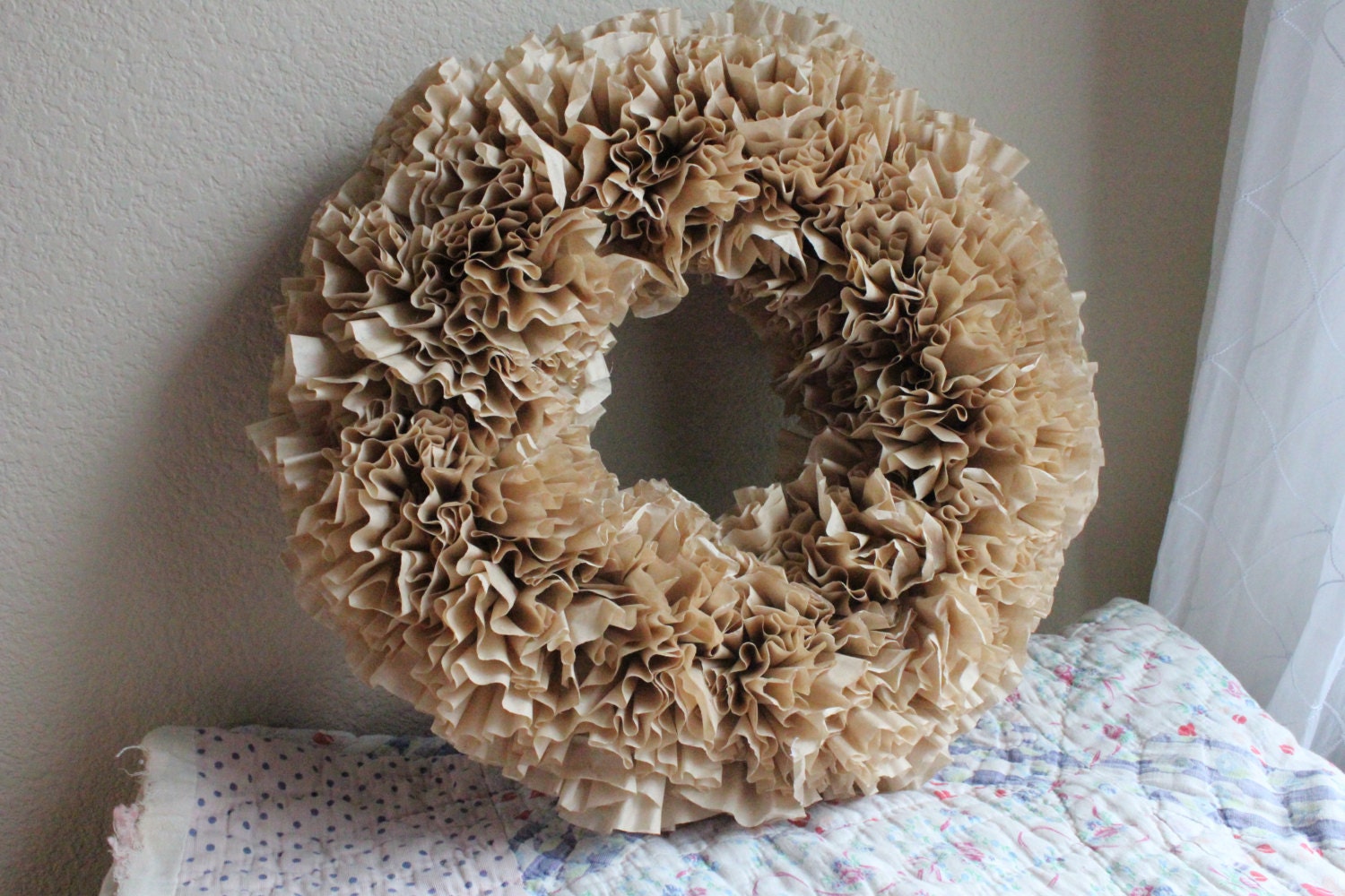 Ready to Ship - 16 inch Eco-friendly Coffee Filter Handmade Wreath by HotGlueHangover