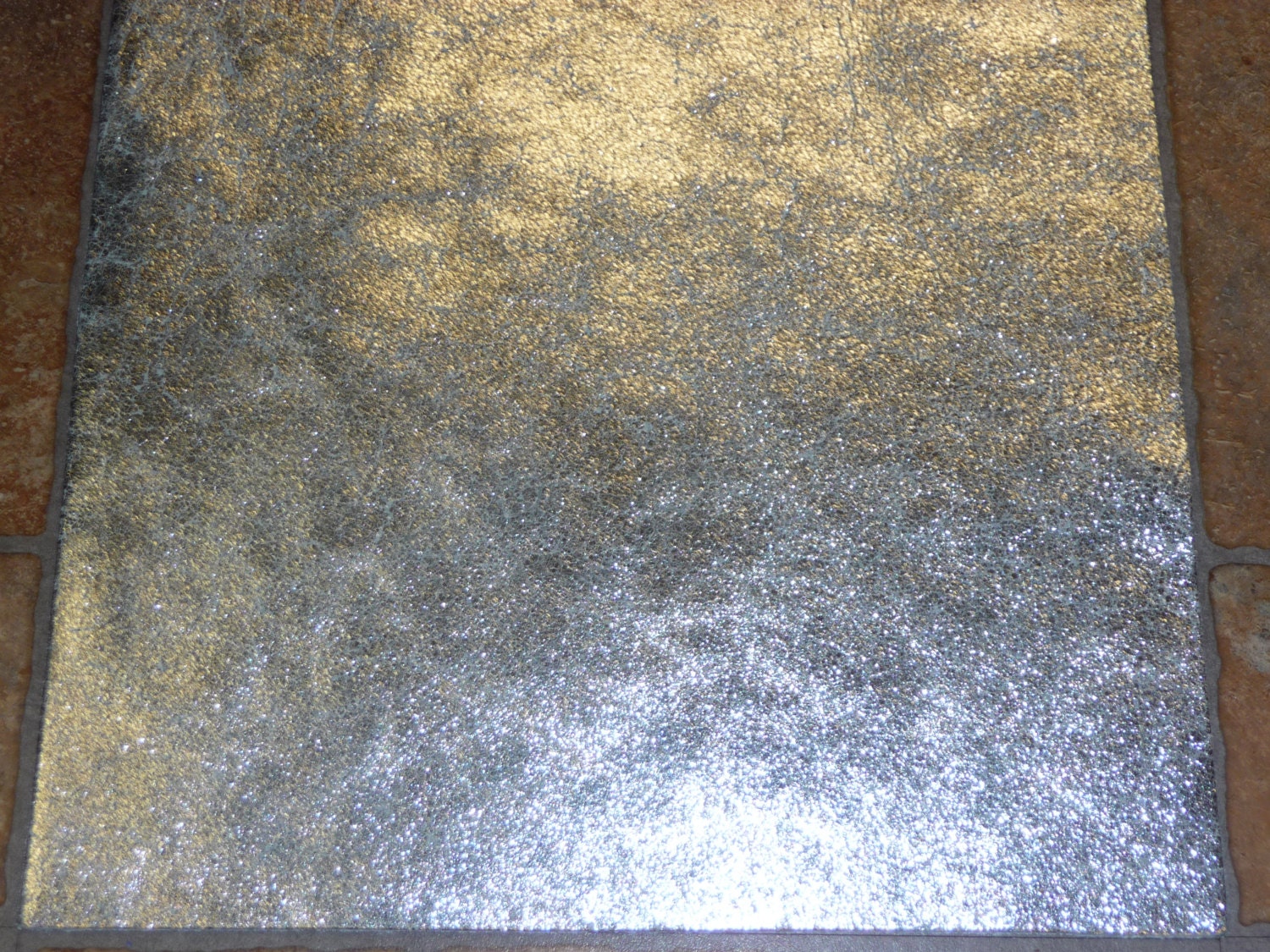 BACK in STOCK 8"x10" THICK Metallic Silver Crackle Cowhide Leather Hide 3.5-4 oz / 1.4-1.6mm Limited Supply