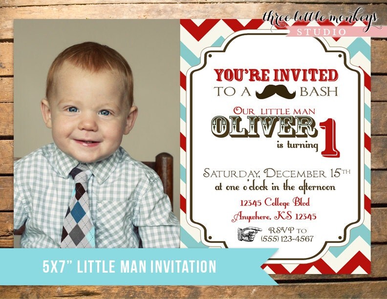 Vintage Little Man Mustache Birthday Party Pack as featured on Amy Atlas Events - Red and Blue Il_170x135