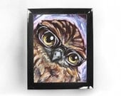 Owl Art Print, Black Glasses Picture, Cute Bird Portrait, 8x10 Wall Art, Animal Illustration, Childrens' Room Art