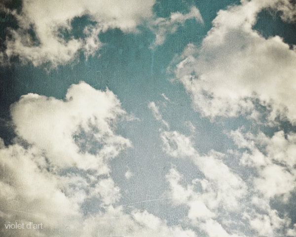 Cloud Photograph. Sky photo 8x10 nursery art, fine art, clouds, artistic, contemporary, modern art, blue, white