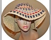 Vintage Floppy Sun Hat with Ribbons Woven Throughout