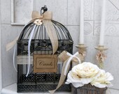 Large Burlap and Lace Rustic Wedding Card Holder / Birdcage Card Holder / Rustic Wedding
