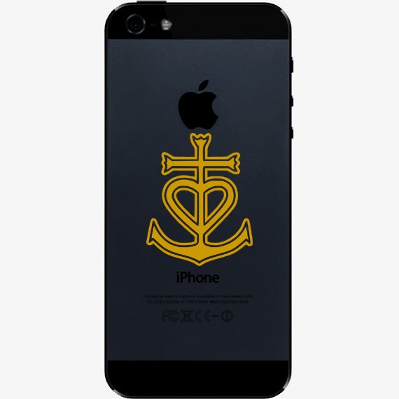 Cross Heart Anchor Mini/Cell Phone Vinyl Decal Sticker - ANY Color