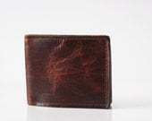Handmade Dark Brown Distressed Leather Billfold Wallet