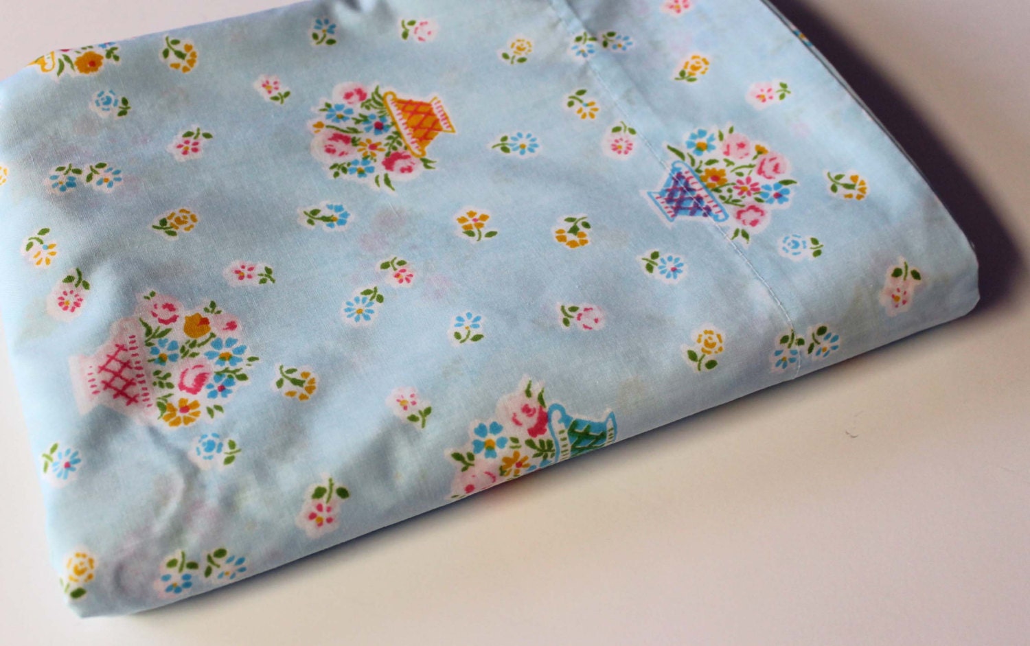 Vintage Blue Floral Bed Sheet