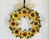 Spring Sunflower Door Wreath , Home Decor , Wreaths , Spring Wreath , Country Chic , Sunflower Wreath , Wreath For Spring and Summer ,