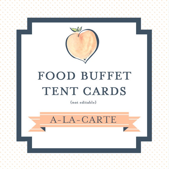 FOOD BUFFET CARDS - tent fold, printable file, a la carte Il_570xn