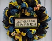 Black Summer Walk A Day In My Flip Flops Mesh Wreath
