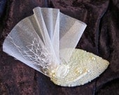 Vintage inspired Wedding BIBI hair facinator head piece veil birdcage bead embroidered pearl comb
