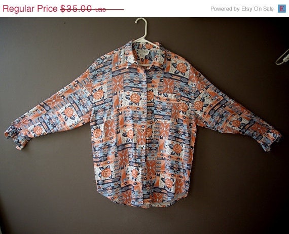 SALE Vintage Native American Print Shirt