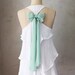SAGE AURA - Romantic white flowy tier blouse // pastel sage green // chiffon sash bow // tunic // tank top // racerback
