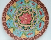 ceramic pottery hand painted lotus flower plate