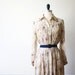 Japanese Vintage Dress Japanese Dress Nude Dress Summer Floral Dress Pleated Dress Chiffon Dress