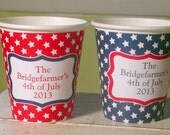 Personalized Stars, All-American, 4th of July Party Cups - Set of 12