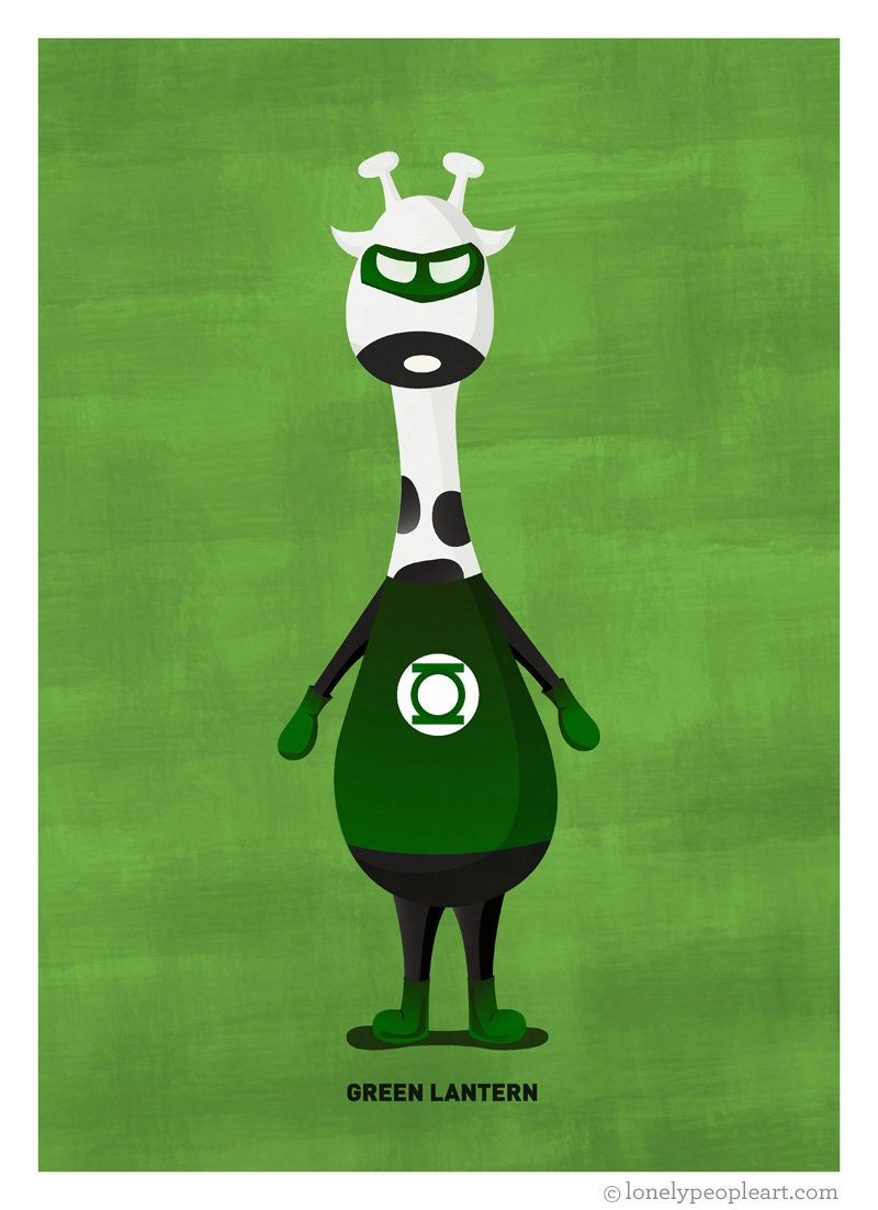 Cute Superhero - Green Lantern - Poster Print A4