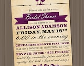 Bridal Shower Invitation, Wine Party (PRINTABLE FILE), Vintage, Rustic