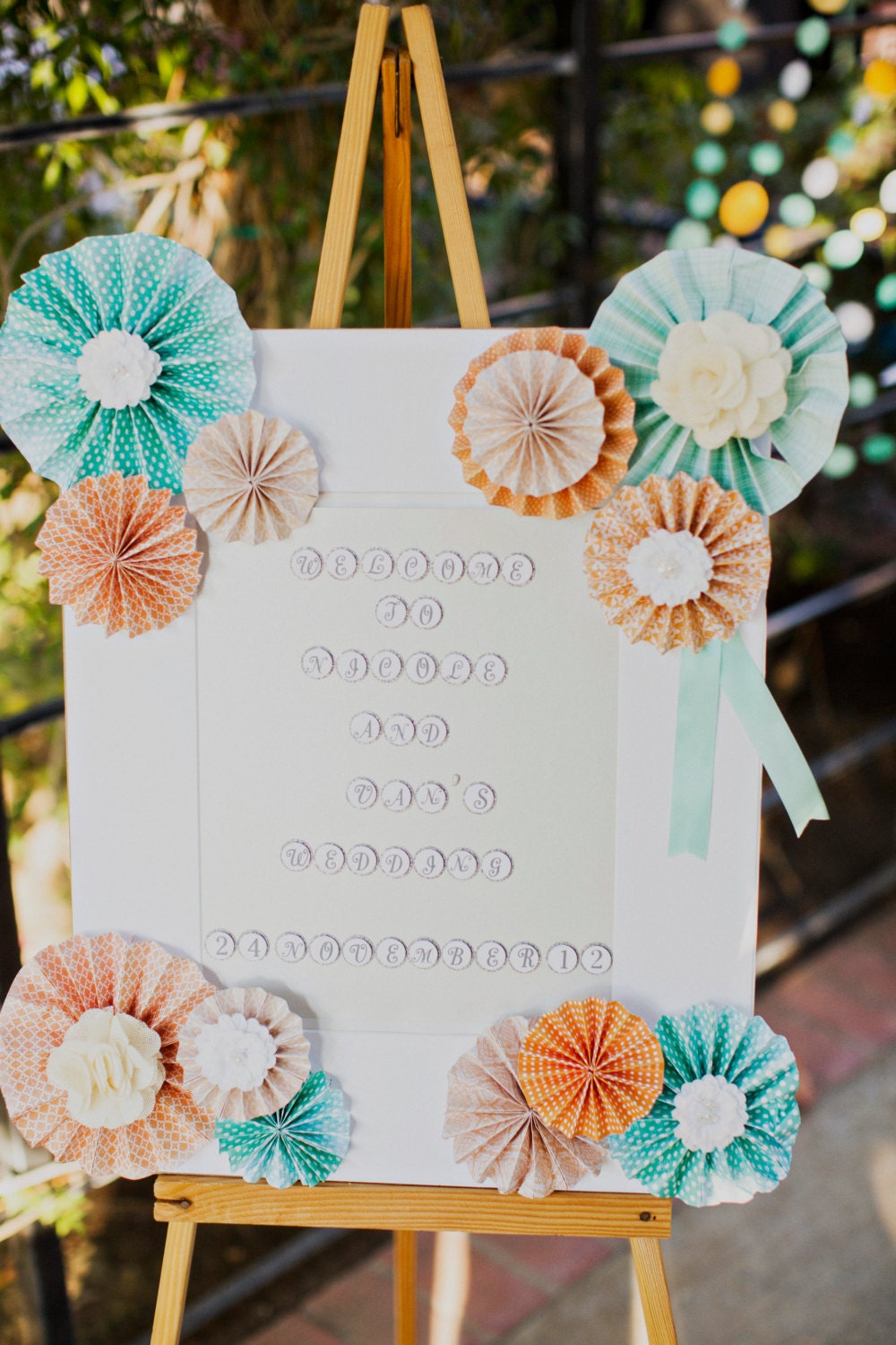 Ka-Lollie Rosettes Welcome Sign for Wedding/ Bridal Shower / Birthday Party/ Baby Shower
