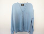 Vintage Blue Sweater Cardigan Grandpa Sweater Large