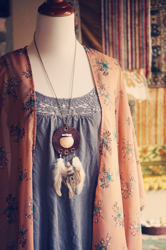 sea song.  an ocean inspired bohemian dreamcatcher necklace.