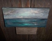 Original Abstract Emerald Green Acrylic Seascape Serenely Calm  9x5x1