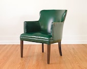 Vintage Emerald Green Accent Chair with Nailhead Trim