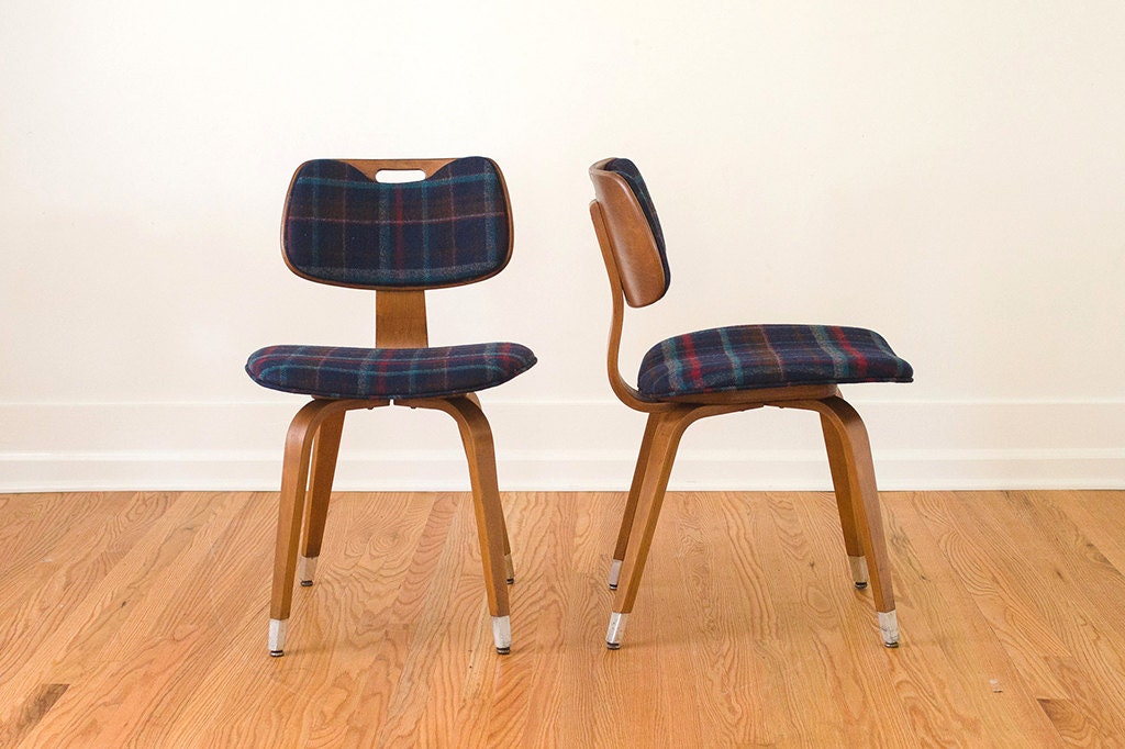 Set of Six Mid Century Thonet Dining Chairs - Custom Upholstered and Refinished