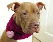 Dog Cowl Purple with Pink Heart Crochet