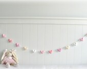 Spring Pastel felt hearts banner/ garland/ bunting in pink, white and cream