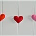 Felt heart banner/ garland/ bunting - Orange, Red, Pink - birthday decor - bedroom decor - custom made