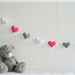 Heart banner/ garland/ bunting - Bright pink, grey and white - birthday decor - gifts - custom made