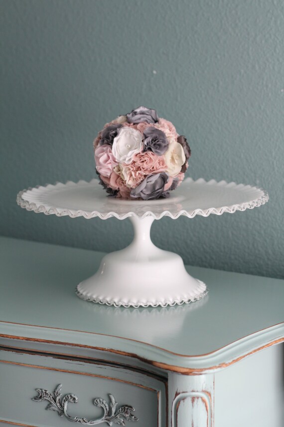 16" Milk Glass Cake Stand for Vintage MilkGlass Weddings / Cake Plate Cake Pedestal / Cupcake Stand / Wedding Centerpiece & Wedding Decor