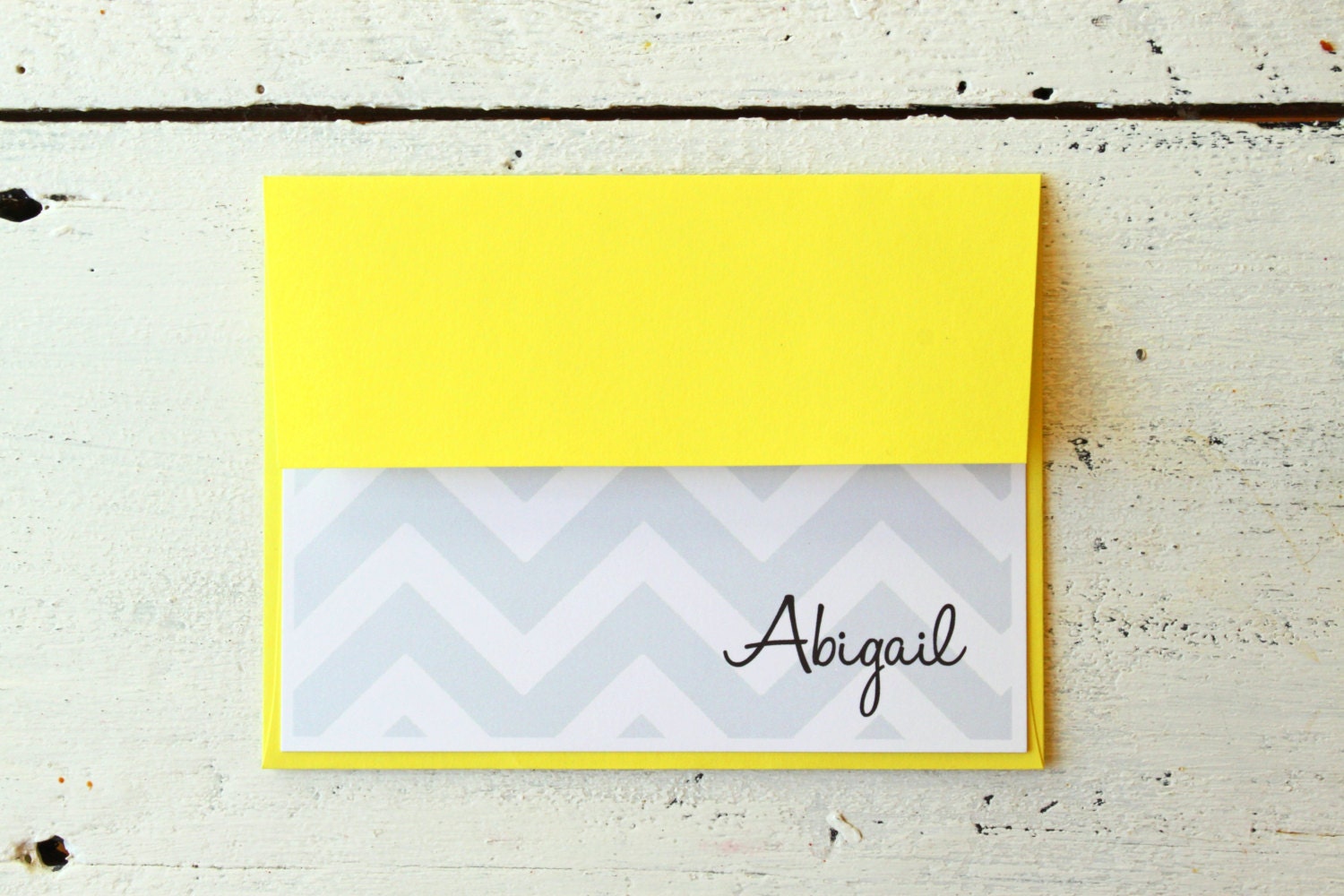 Personalized Chevron Stationary Grey and Yellow Zig Zag Personalized Stationery Bright Note Cards Yellow and Gray Bridesmaid Gift- Set of 10