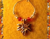 Leaf with white and red Wine Charm