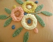 Vintage Chenille 14" Pillow - Deep Rose Vintage Chenille with Soft White Pops and Floral Motif - Decorator Insert Included