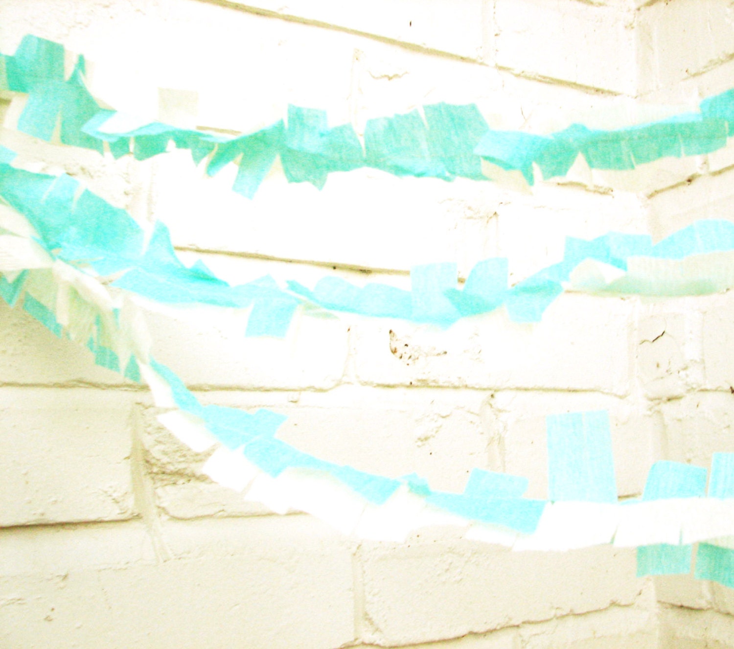 On the Fringe Garland, Turquoise Paper Garland, Bunting, Turquoise, Cream, Wedding Garland, Birthday Decor
