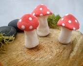 Teenie Weenie Fairy Magic Mushrooms (unscented) Red - Pottery Potpourri - Aromatherapy - real clay - ceramic - mushrooms - terrarium - gnome