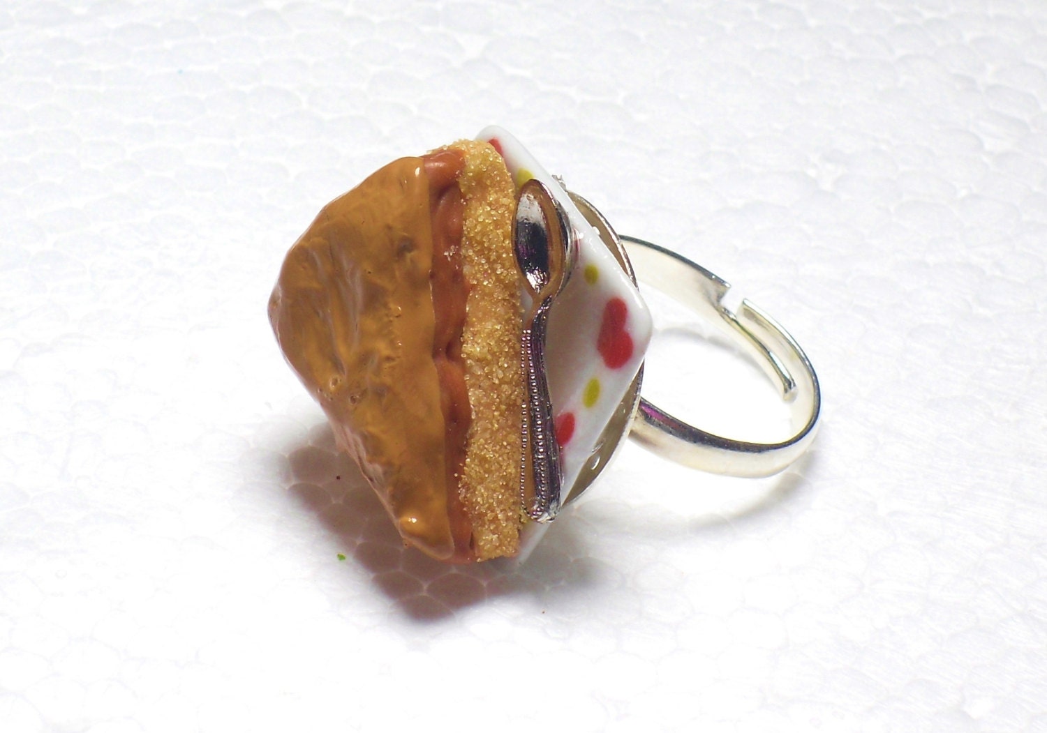 Millionaire Shortbread  Ring. Polymer Clay.