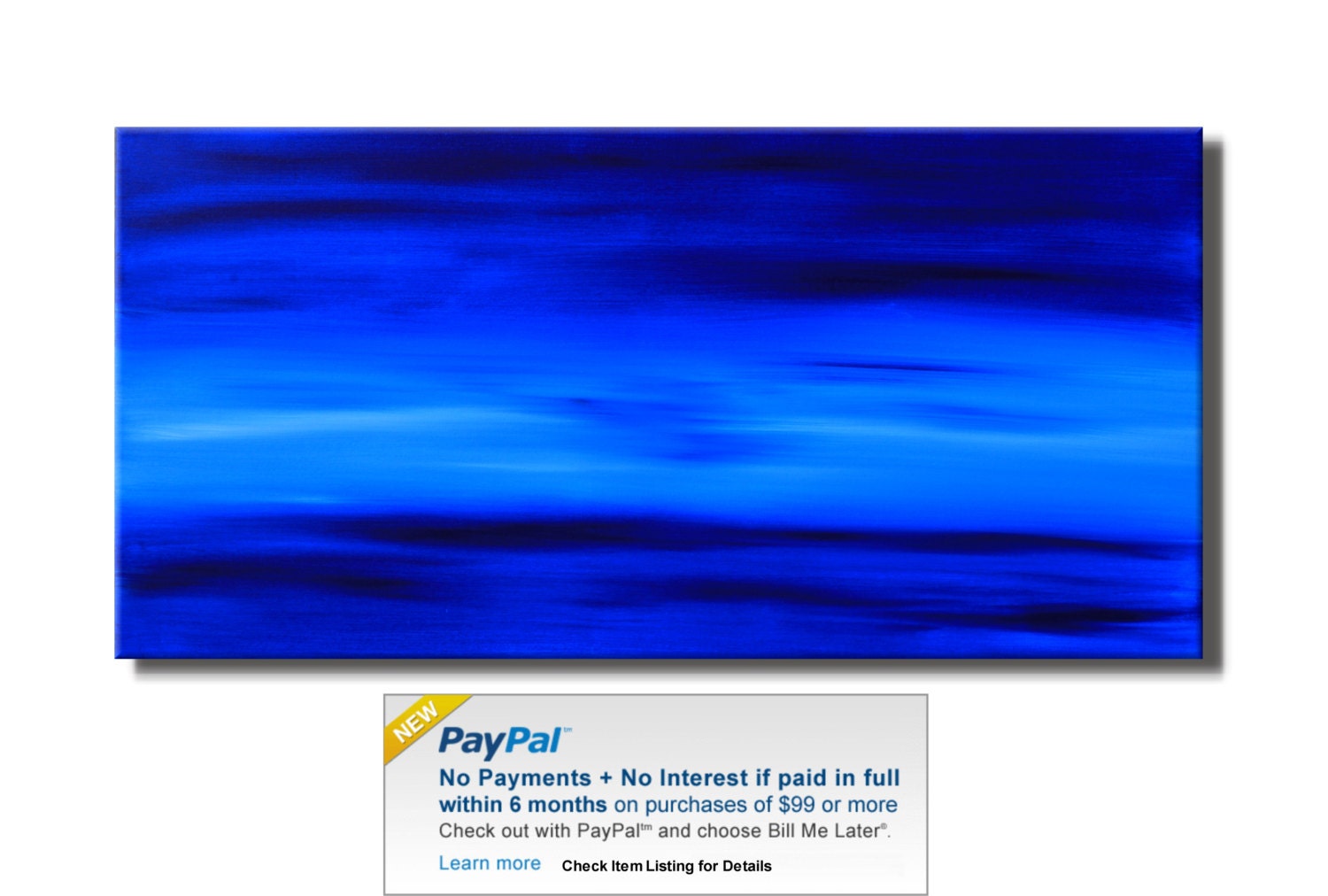 Huge Blue Ocean Abstract. Original Handpainted Acrylic Painting. Size 24 x 48 inches canvas